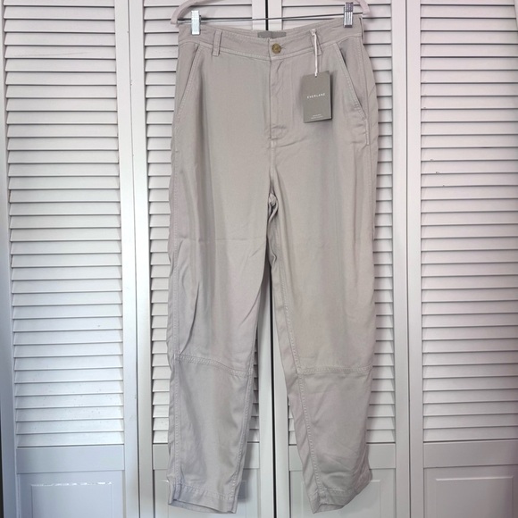 EVERLANE The Tencel Relaxed Chino Pant High Rise Beige Size 6 NEW - Picture 3 of 11